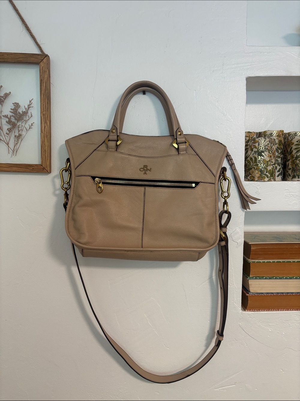 Oryany Bags | Oryany Taupe Leather Zipper Satchel